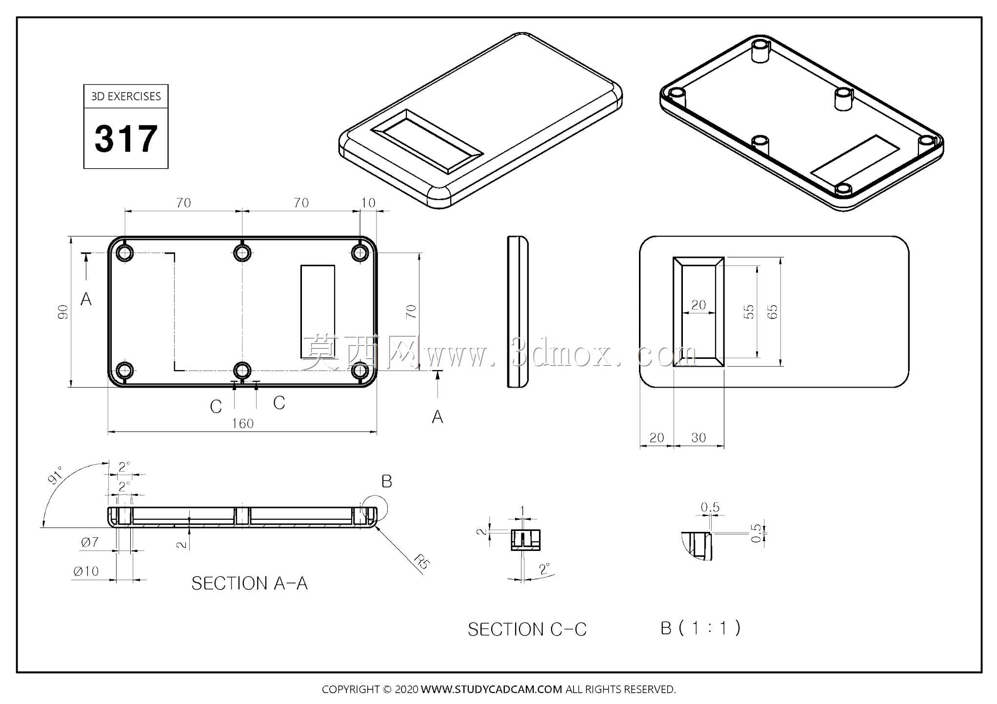 Studycadcam 3D CAD��ϰ317/plastic case/Autodesk Inventor Pro