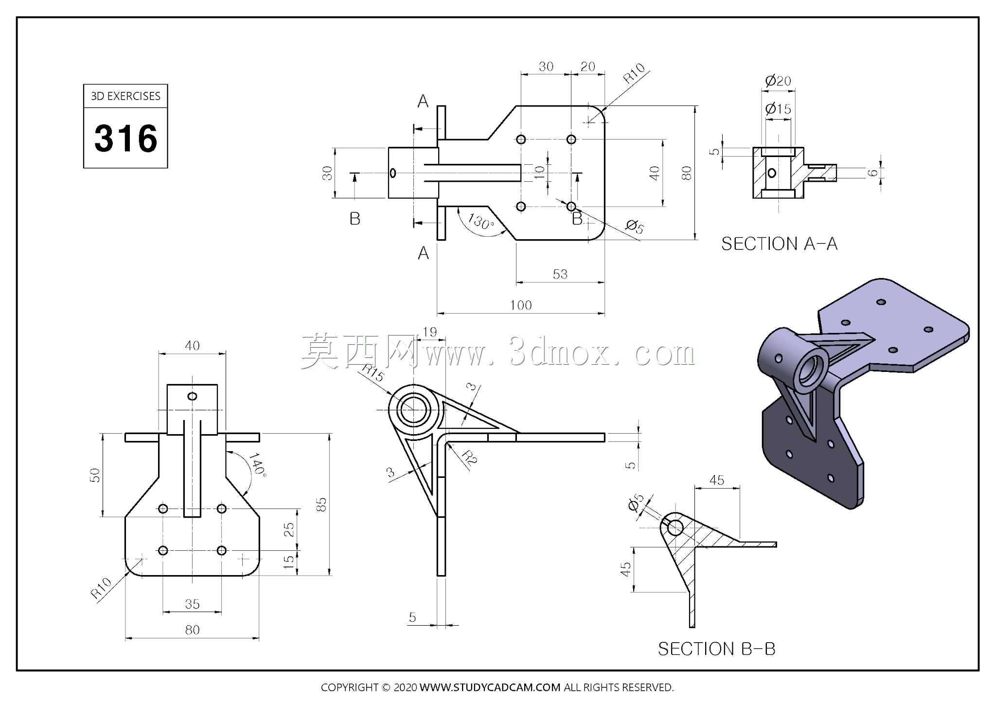 Studycadcam 3D CAD练习316/Autodesk Inventor Pro