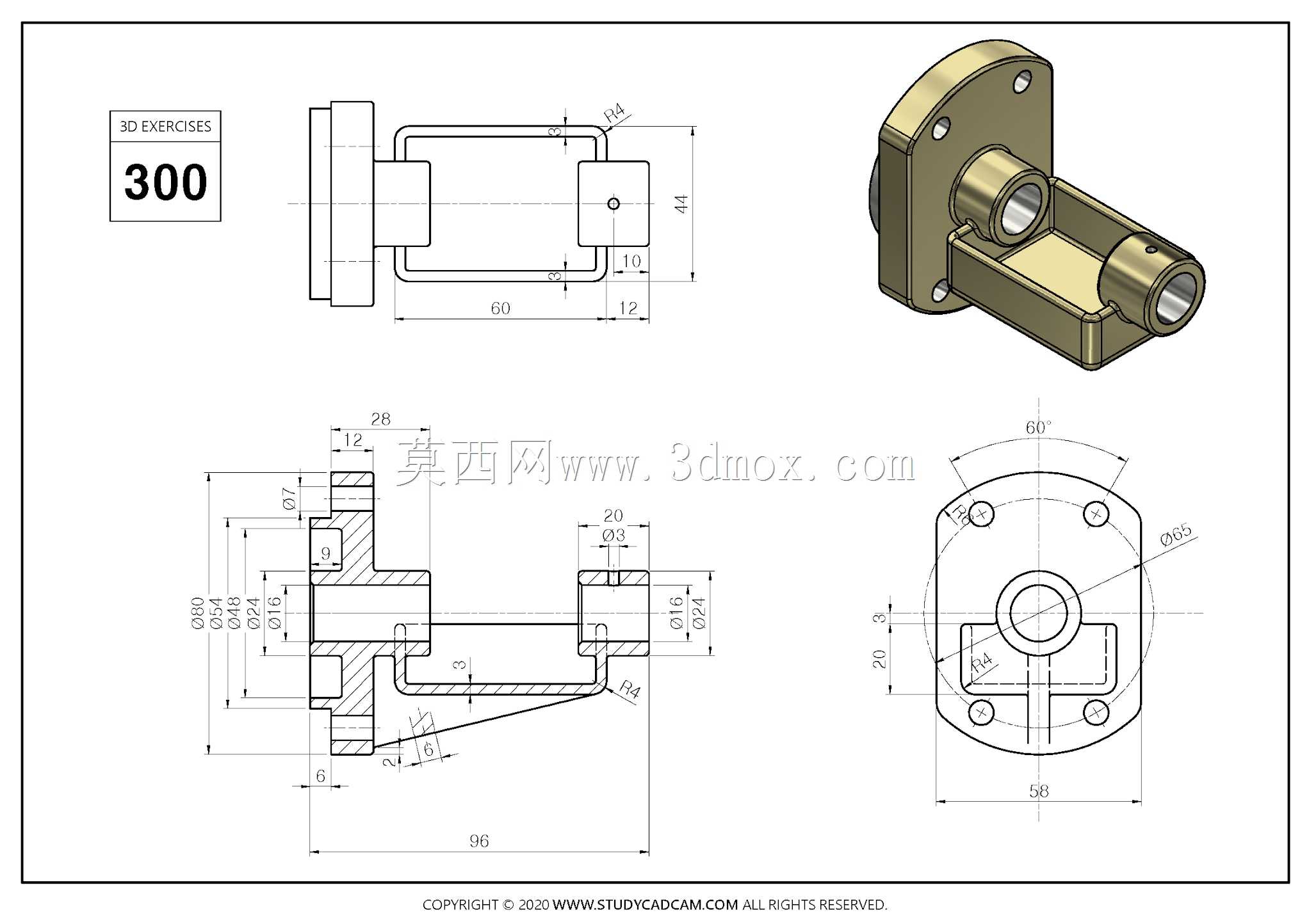 Studycadcam 3D CAD练习300/Autodesk Inventor Pro