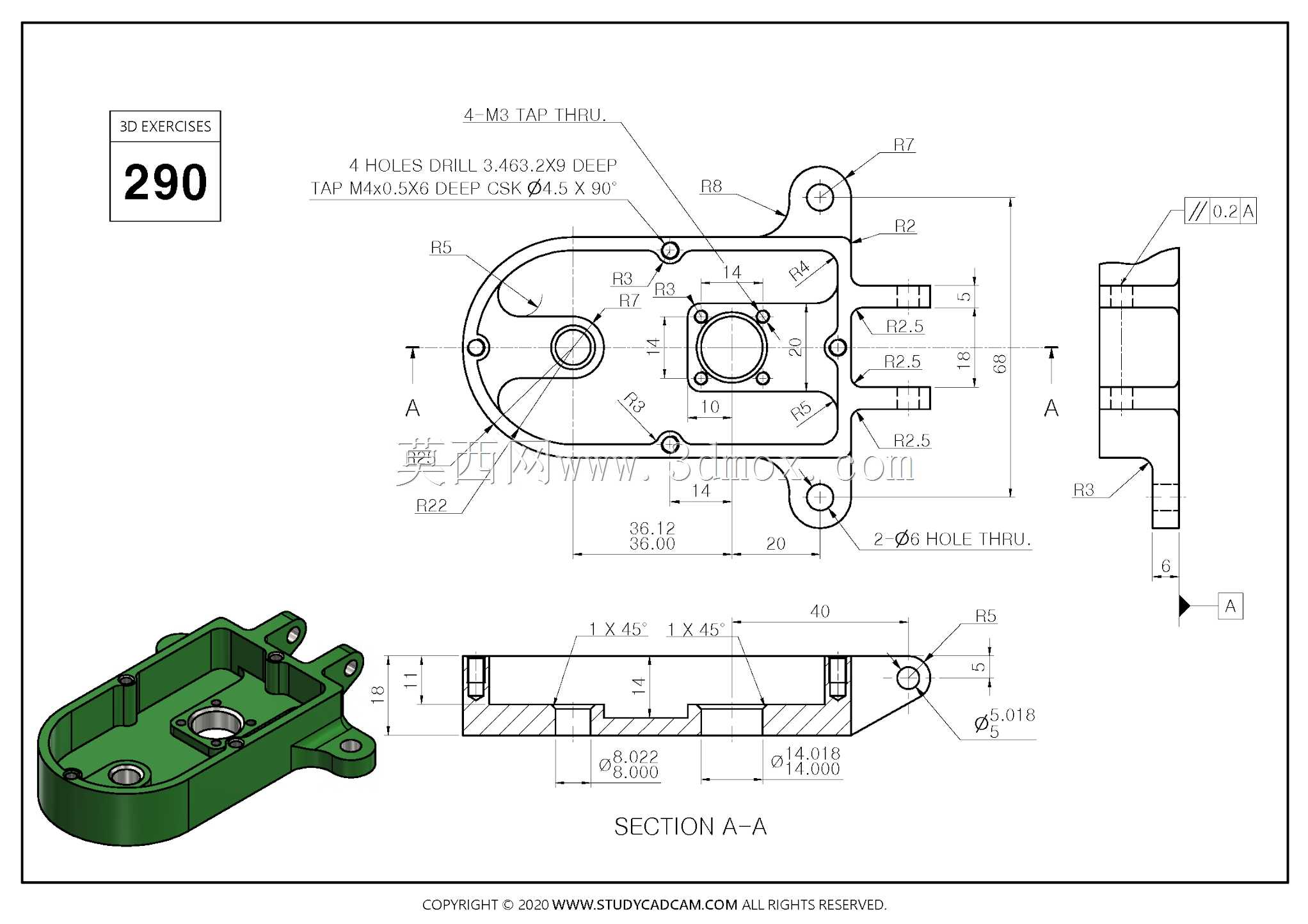 Studycadcam 3D CAD练习290/接线盒/Autodesk Inventor Pro