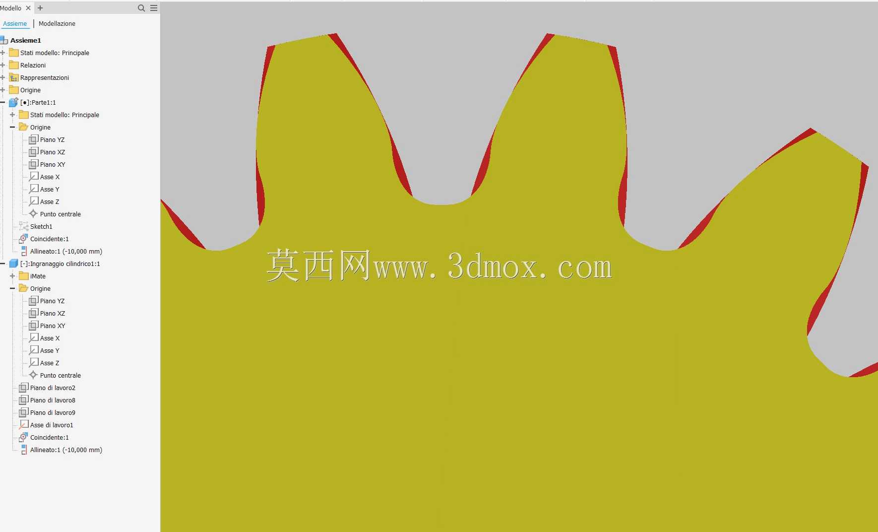 使用Inventor的真实齿轮齿廓与示意图