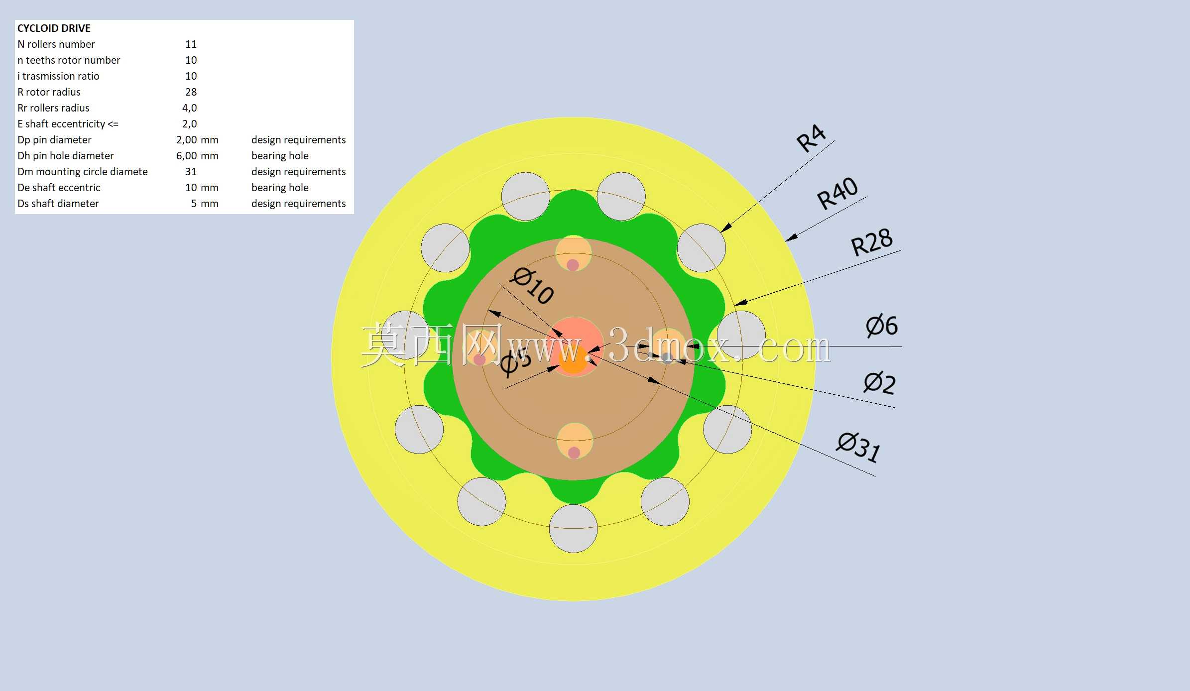 小型摆线传动减速器模型