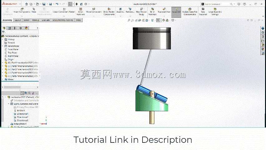 Solidworks中的轴流发动机/Z曲柄机构