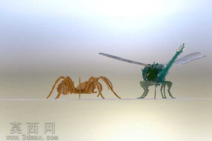 "被困蜻蜓"3d拼图,蜻蜓,3d模型、益智、钣金件、metalcraftde
