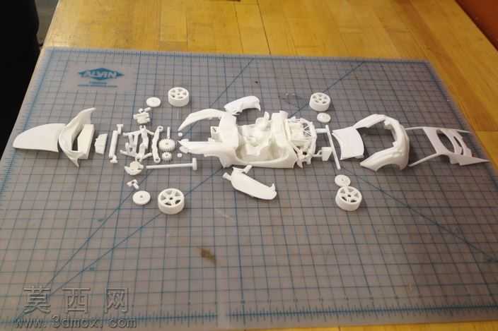 3D打印模型车与动产门、油烟机、车轮和sterring轮