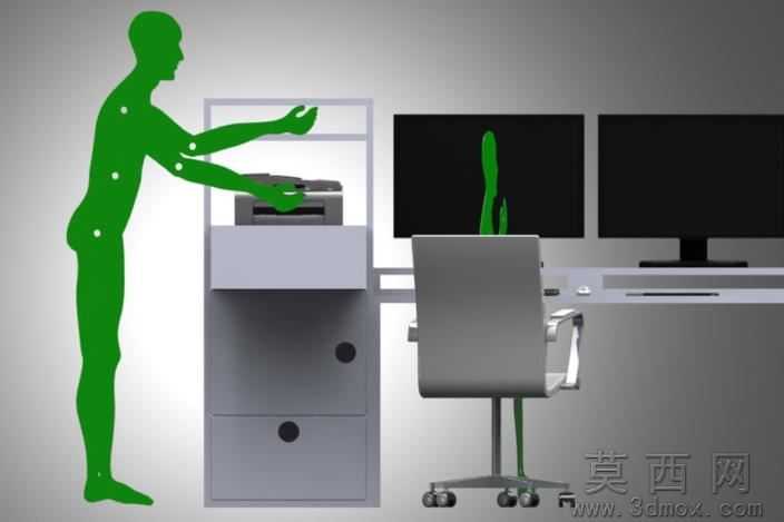 人体工学的工作站(NEC)显示铁通