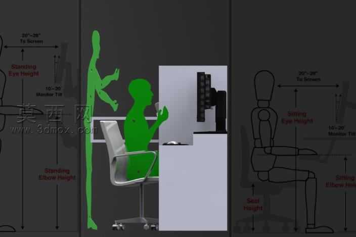 人体工学的工作站(NEC)显示铁通