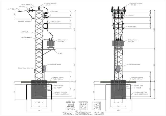 中压架空线试验塔变压器站