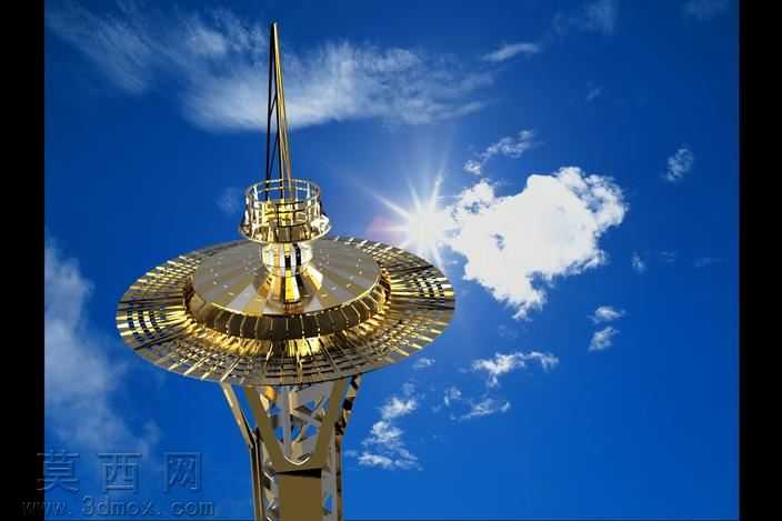 西雅图太空针塔、钣金件的拼图游戏,3d拼图metalcraftdesign