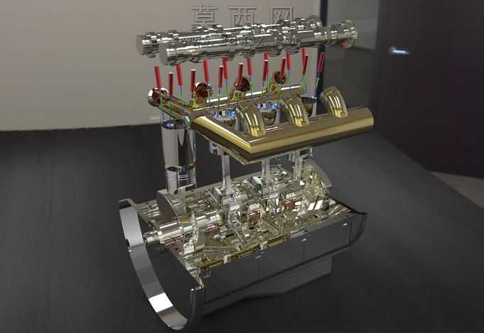 Moteur4冲程发动机KeyShot3d渲染竞争