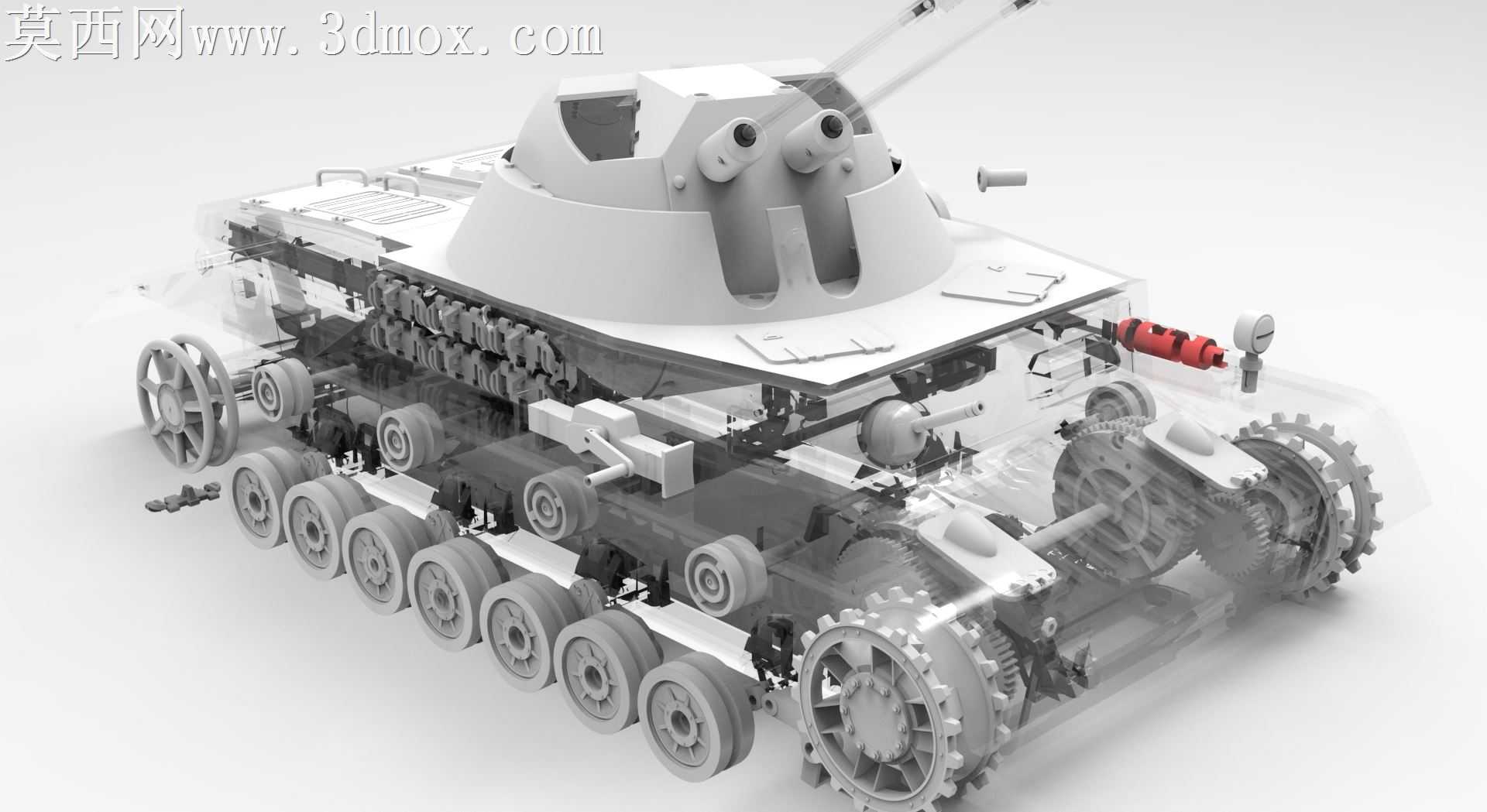 装甲IV V2 1:16 3d打印设计图,双差速转向