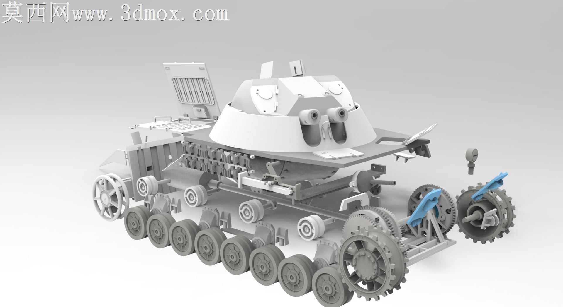 装甲IV V2 1:16 3d打印设计图,双差速转向