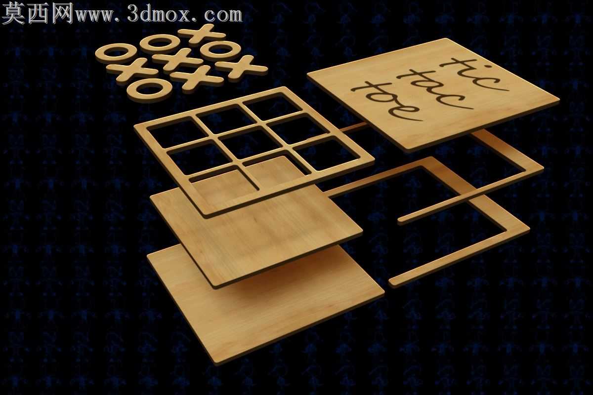 激光切割Tic Tac Toe木制玩具