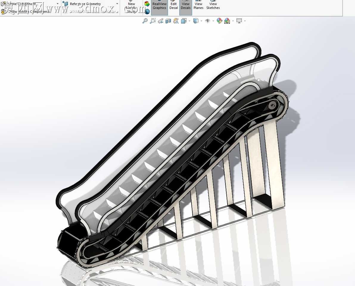 SolidWorks自动扶梯组装与动画