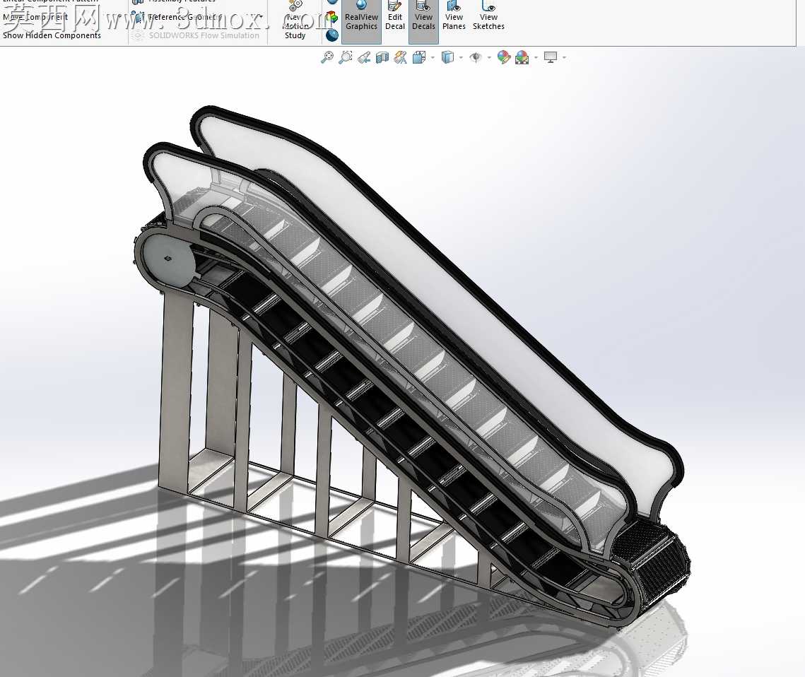 SolidWorks自动扶梯组装与动画