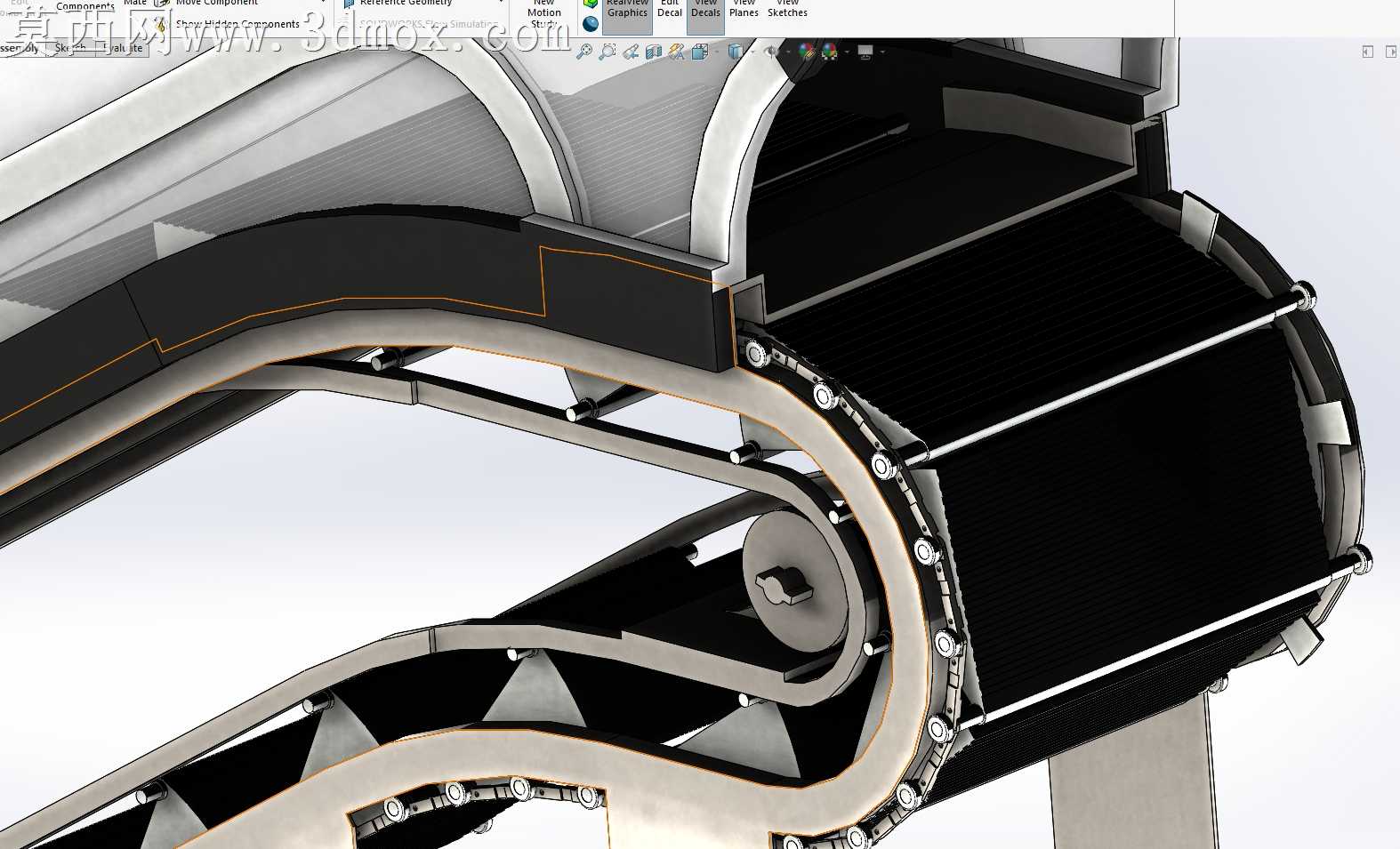 SolidWorks自动扶梯组装与动画