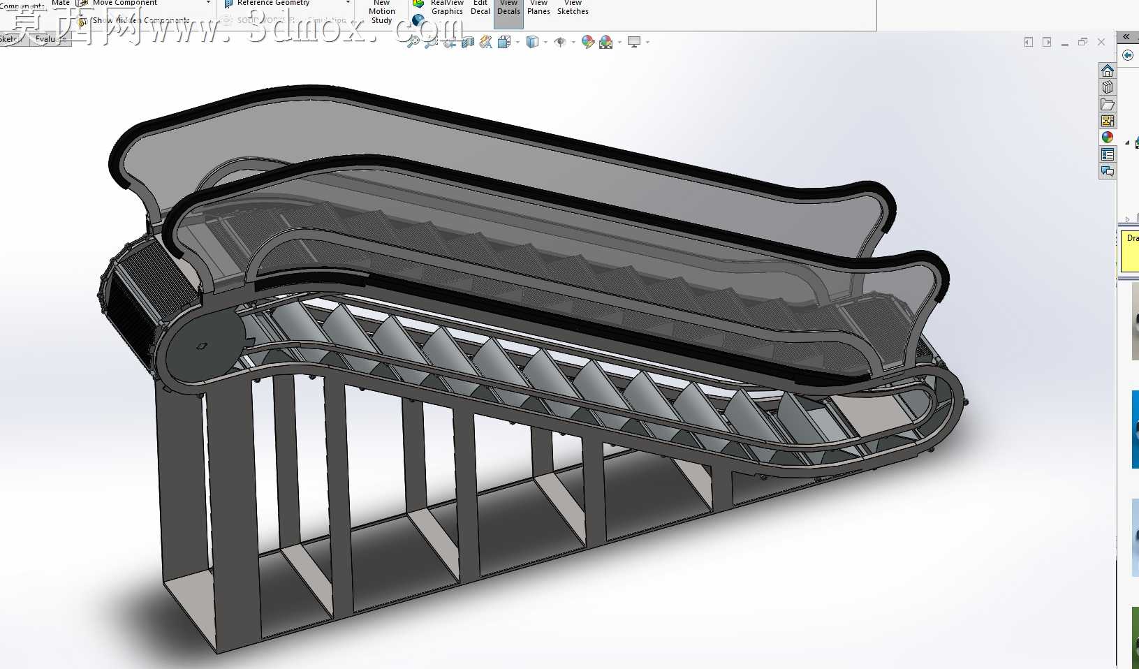 SolidWorks自动扶梯组装与动画