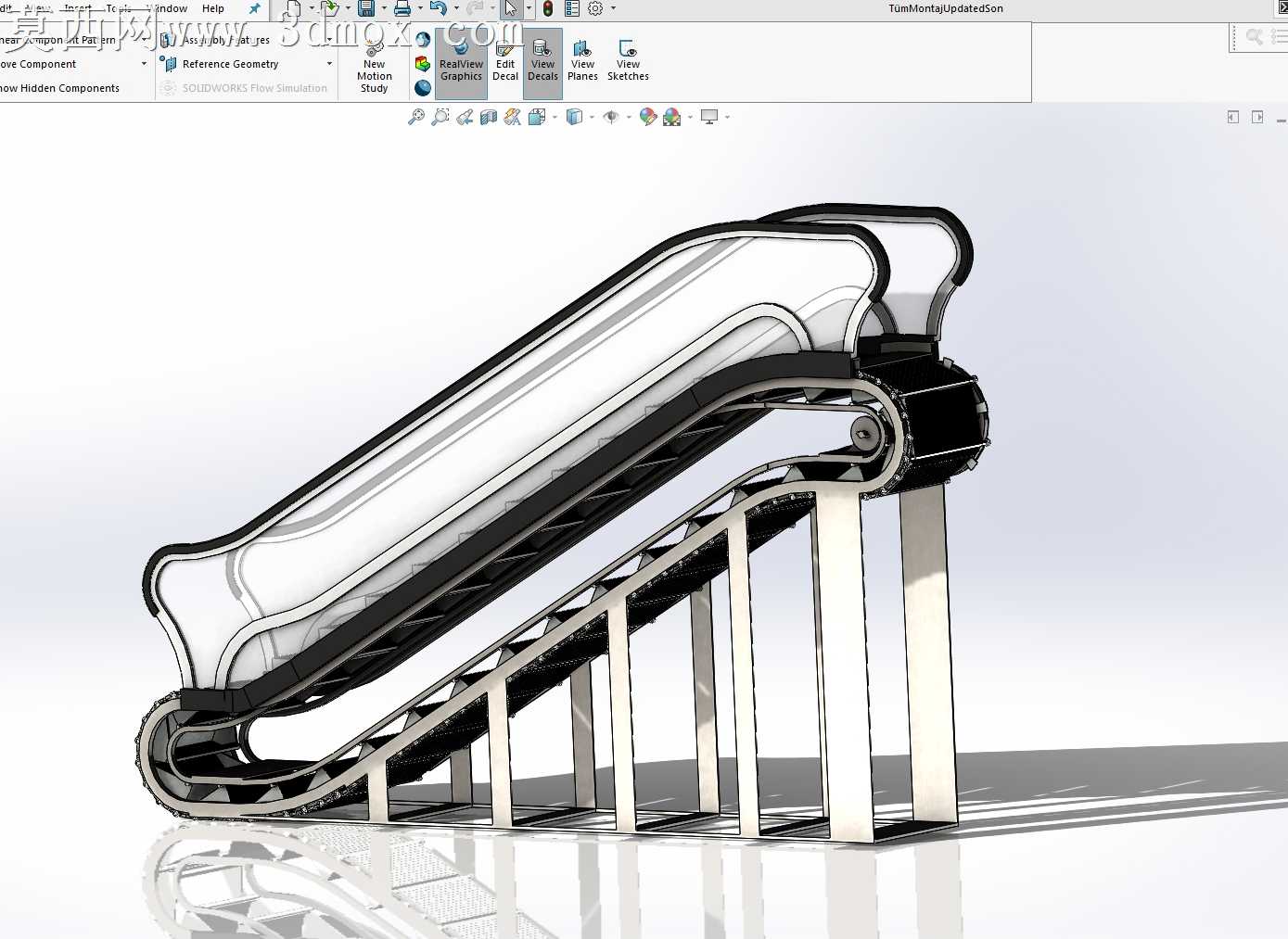 SolidWorks自动扶梯组装与动画