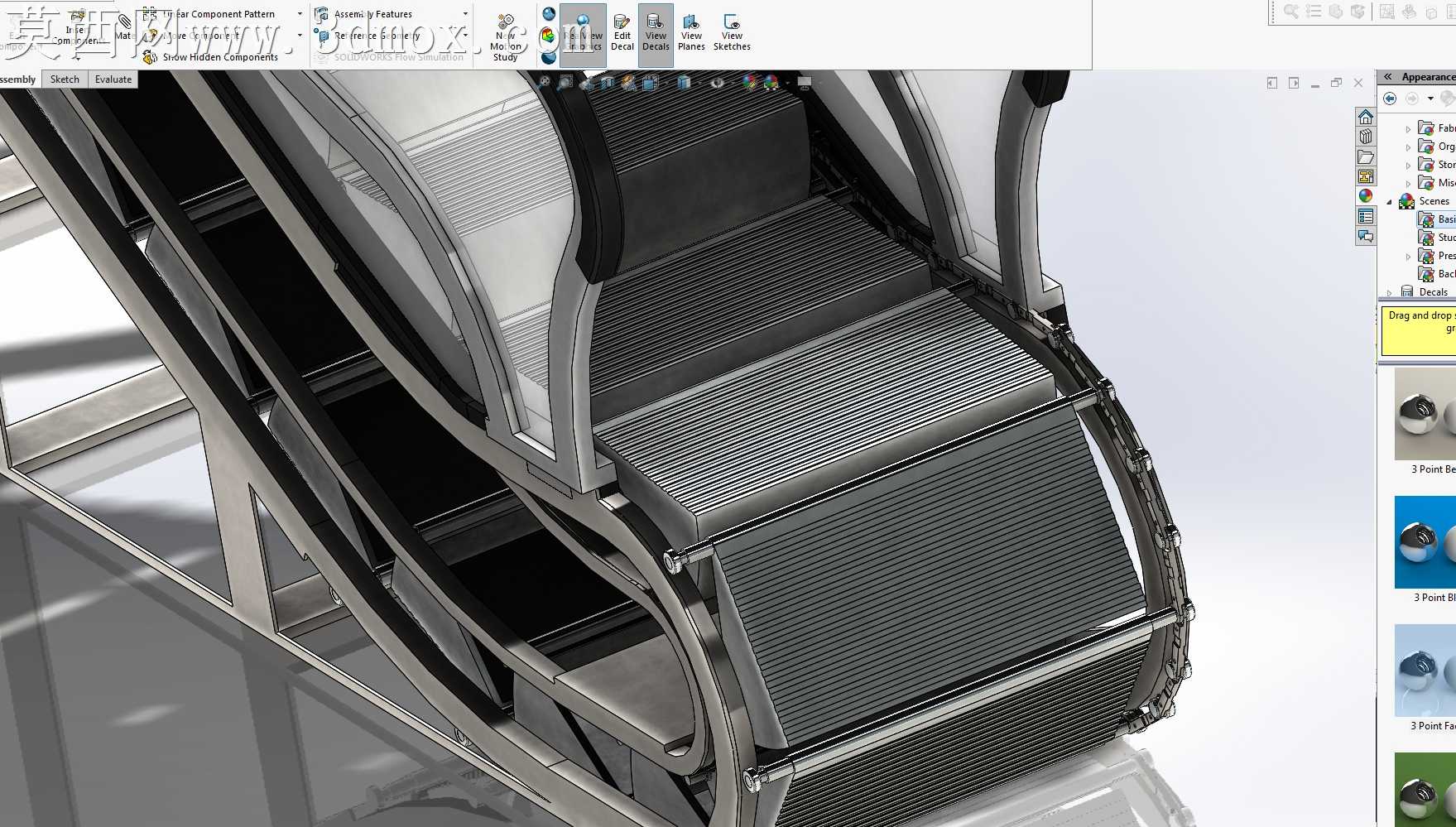 SolidWorks自动扶梯组装与动画