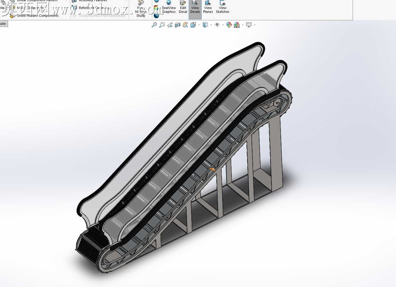 SolidWorks自动扶梯组装与动画