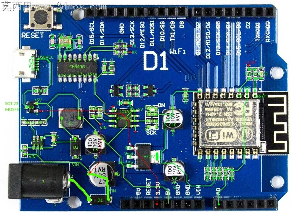 Wemos D1(esp8266)电路板