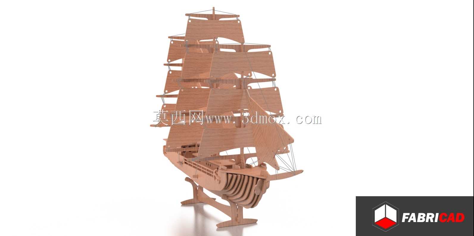 激光切割3桅帆船-(VELERO DE 3 MASTILES CORTE LASER)
