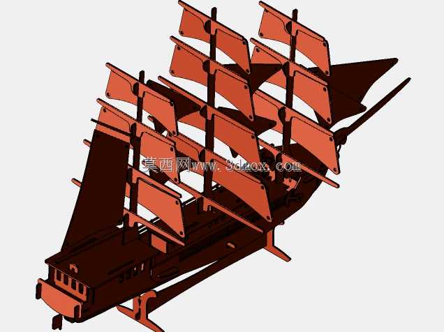 激光切割3桅帆船-(VELERO DE 3 MASTILES CORTE LASER)