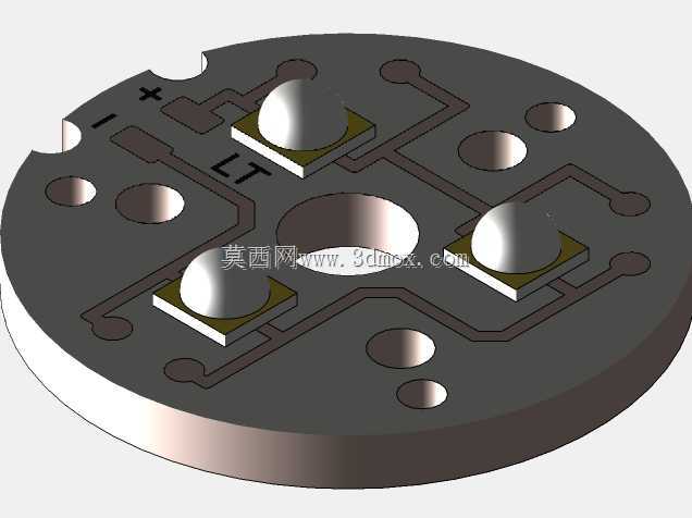 圆形PCB上的3x CREE XM-L2 T3