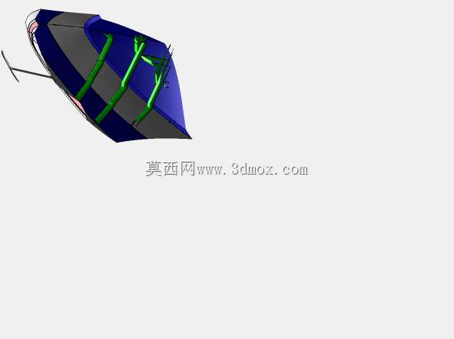 摩托游艇玻璃纤维复合船底结构示意图三维模型