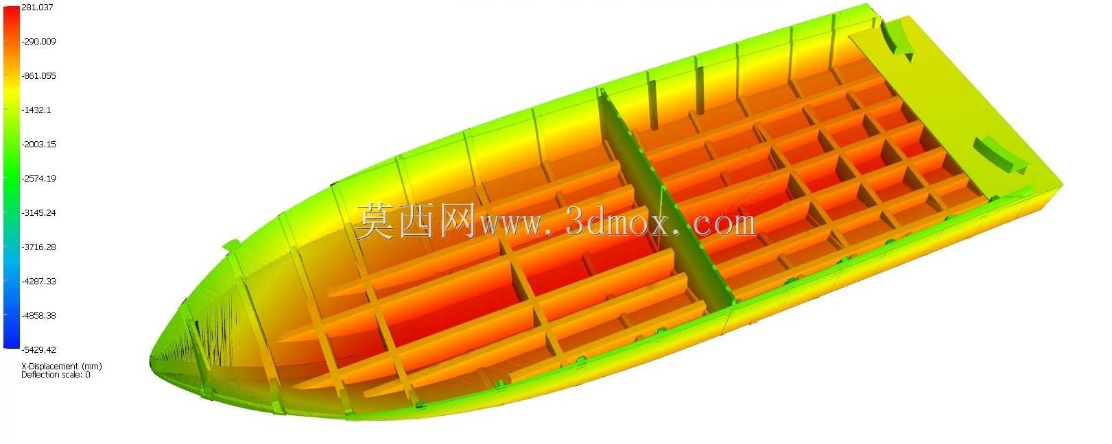 摩托游艇玻璃纤维复合船底结构示意图三维模型