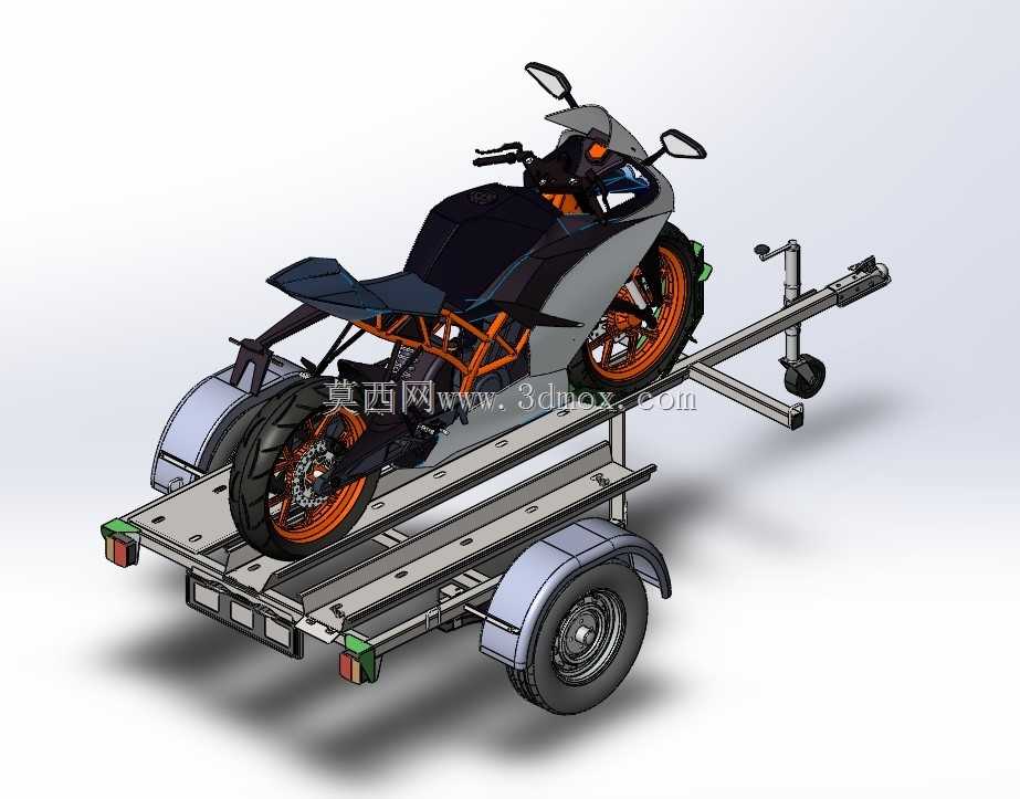 一辆摩托车拖车