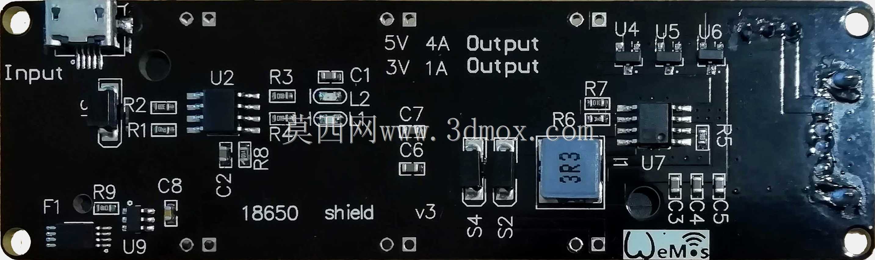 Wemos 18650电池屏蔽V3