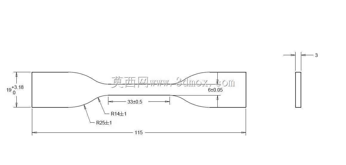 ASTM D638类型1、2、3、4、5,所有实体和激光切割矢量线