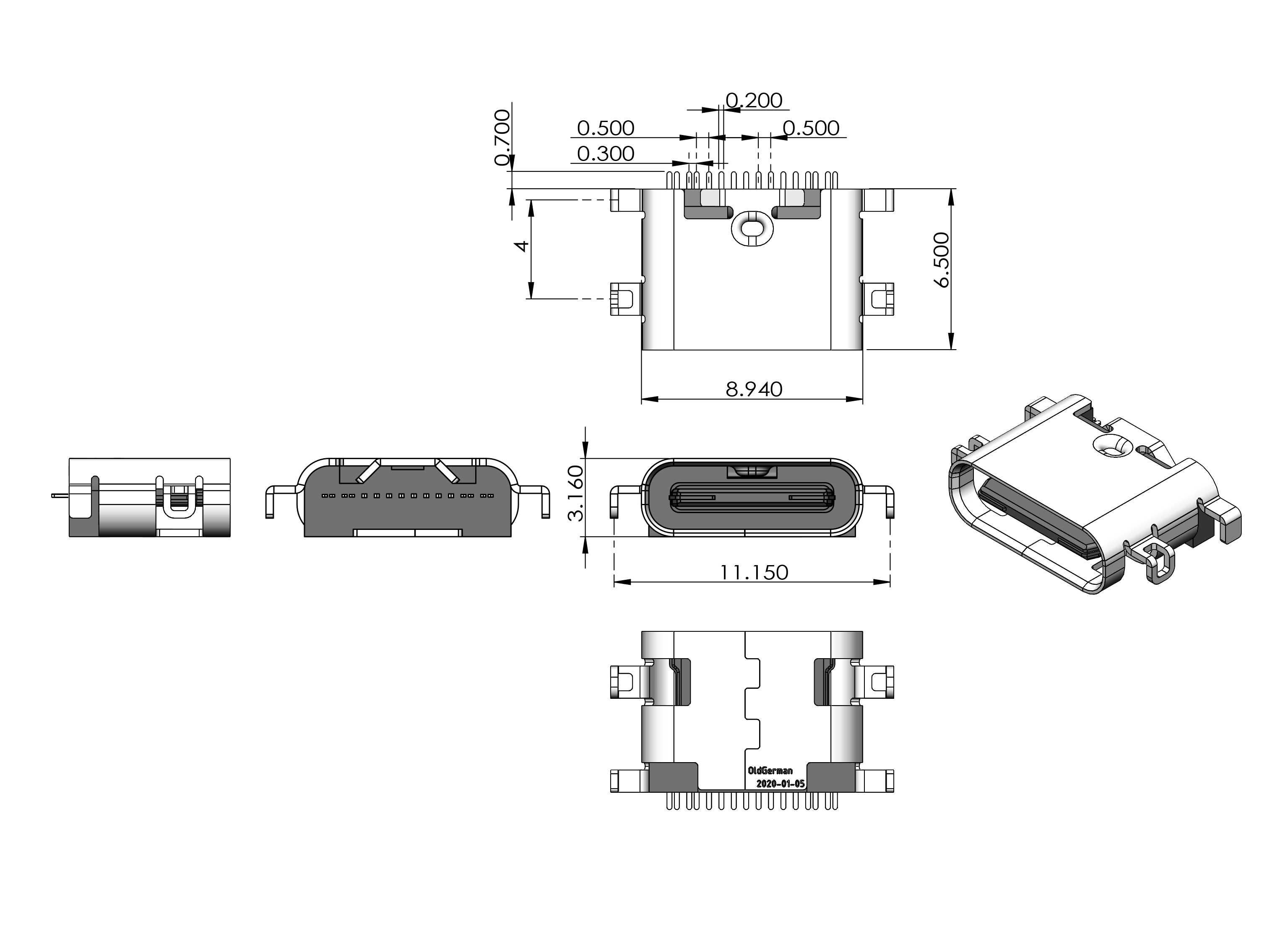 USB C������ˮƽ�����1.6mm