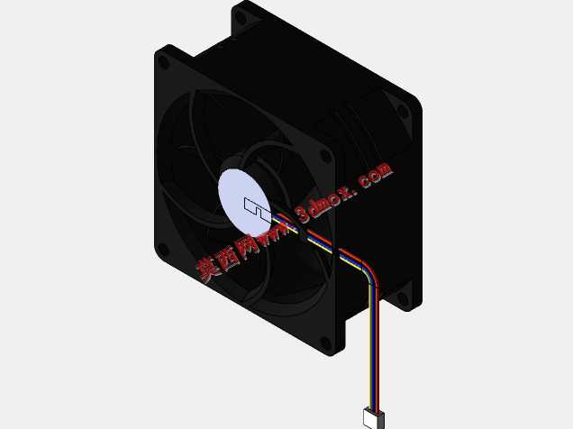 80 x 80 x 38 mm CPU风扇+运动研究渲染