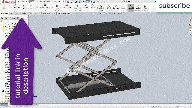 solidworks中的气动/液压剪式提升机构