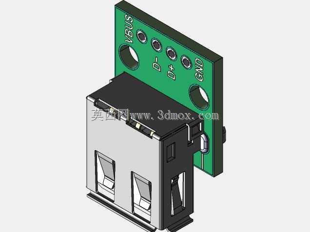 USB 2.0 A内螺纹至DIP 2.54mm PCB适配器板