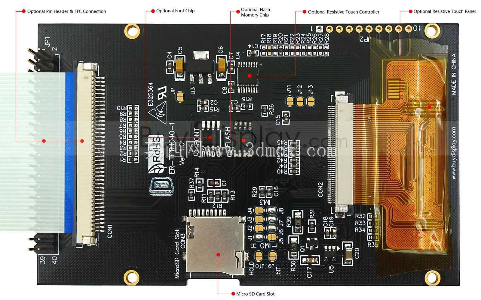 4英寸(3.97英寸)TFT LCD显示模块480X800可选触摸屏