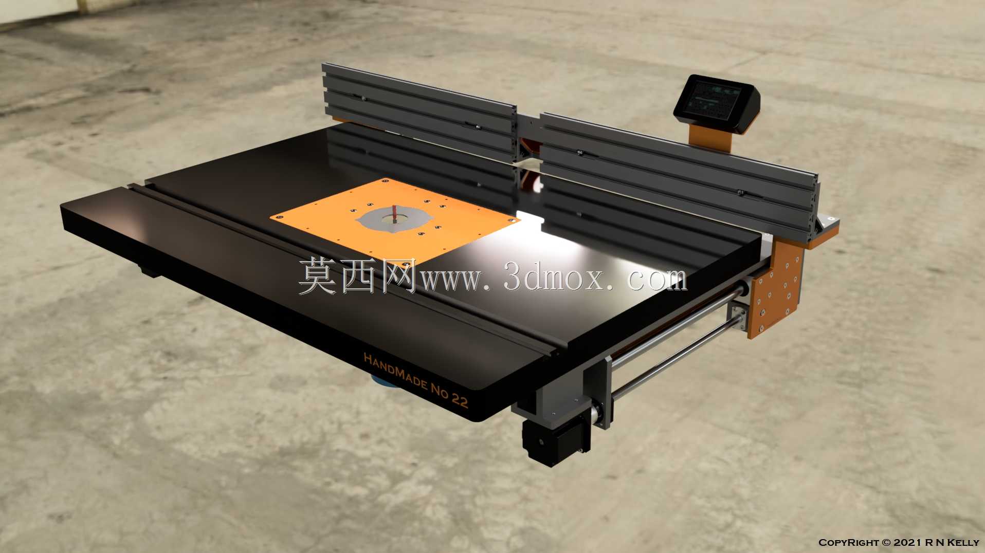 带电动围栏和DRO的路由器桌