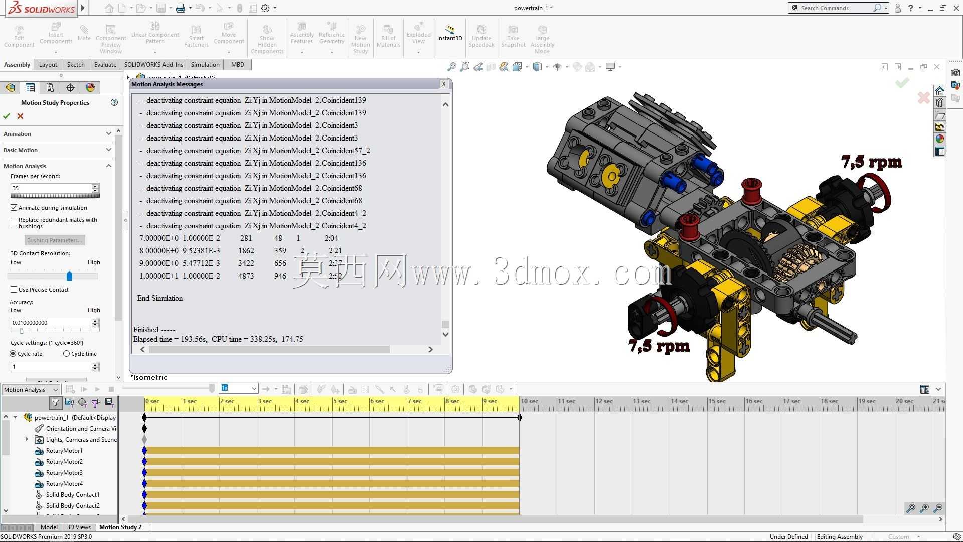 乐高技术动力传动系统-SolidWorks运动分析