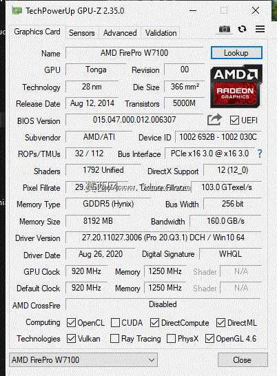 AMD fire Pro W7100��ˮ��