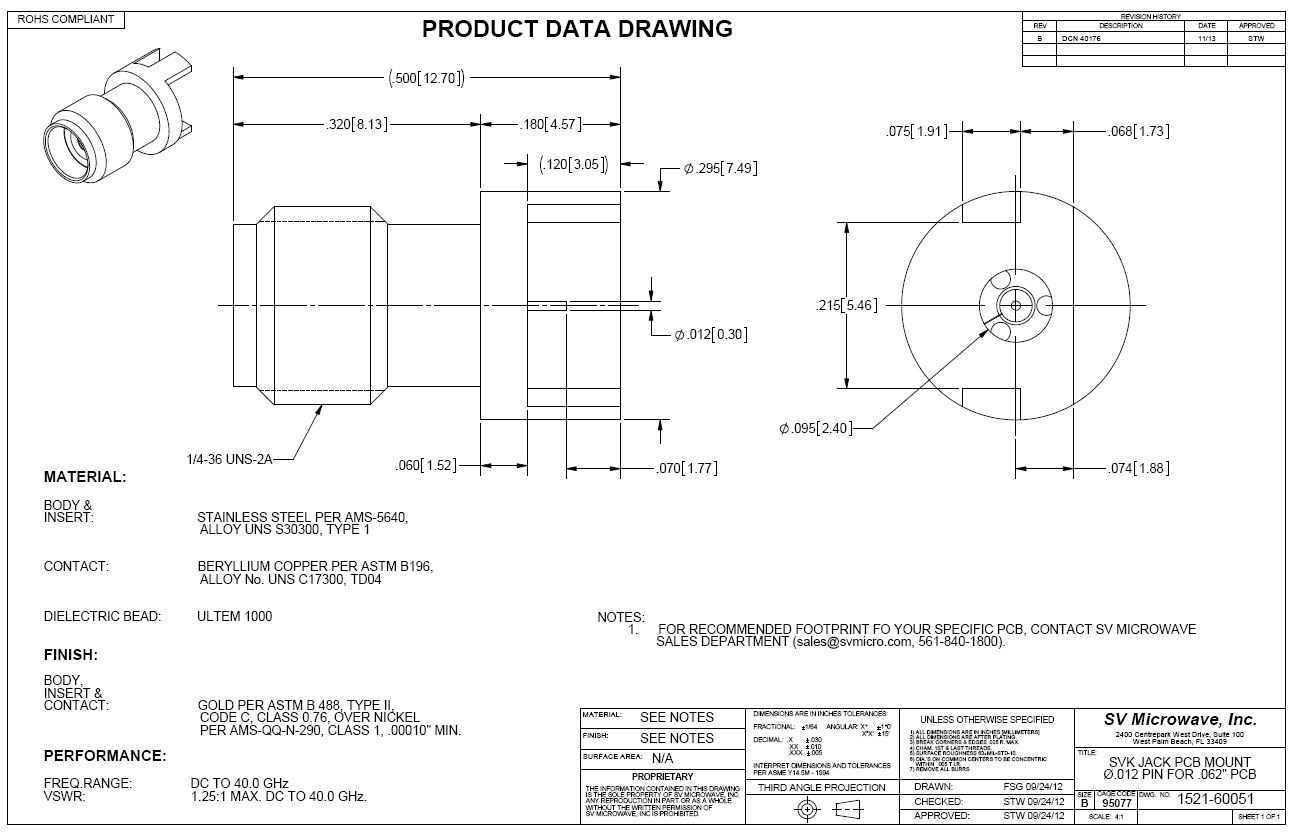 Johnson-Cinch-Bel 2.92���ף�40ǧ�׺գ�50ŷķ��0.068Ӣ��PCB��Ե������