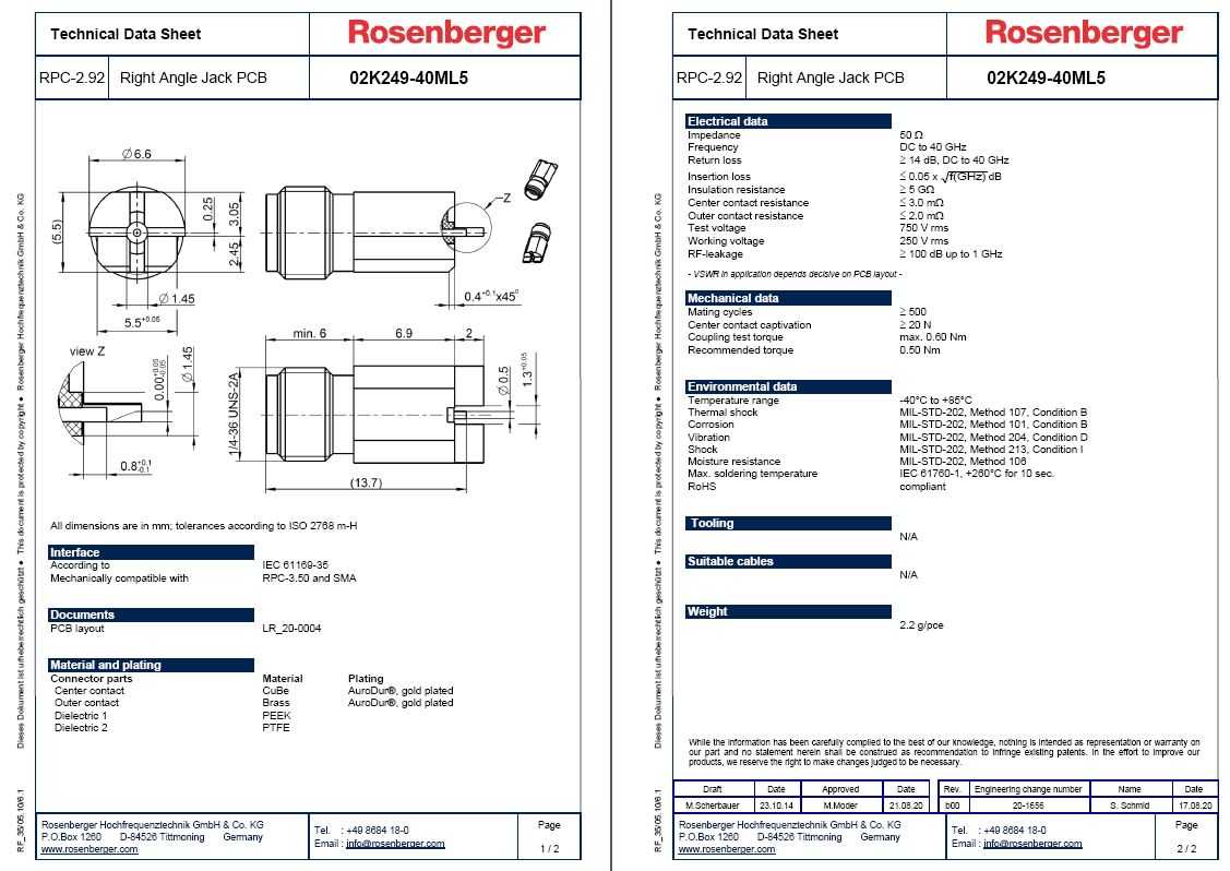 Rosenberger���ӱ�Ե2.92 mm 40 GHz������