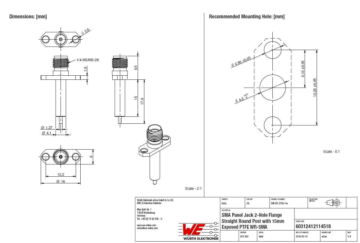 Wurth/Rosenberger SMA˫�׷�������18 GHz������