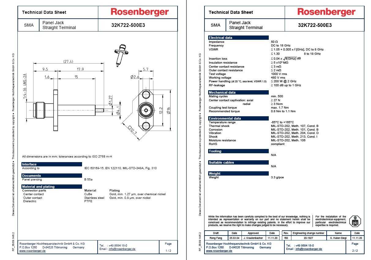 Wurth/Rosenberger SMA˫�׷�������18 GHz������