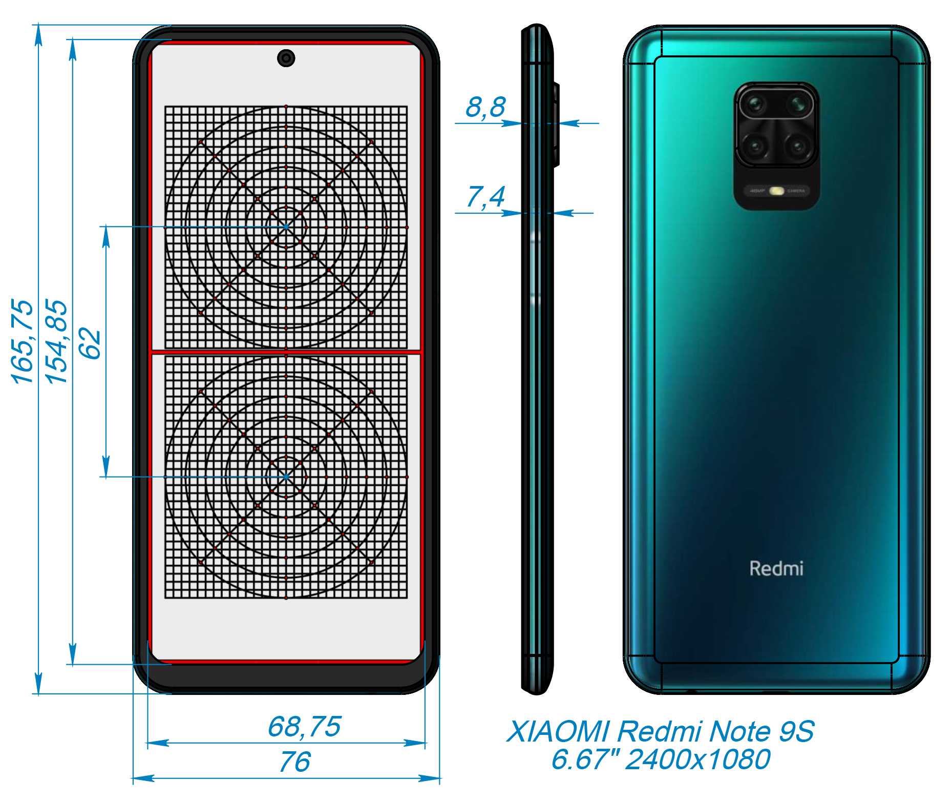 适用于VR眼镜的智能手机小米Redmi Note 9S