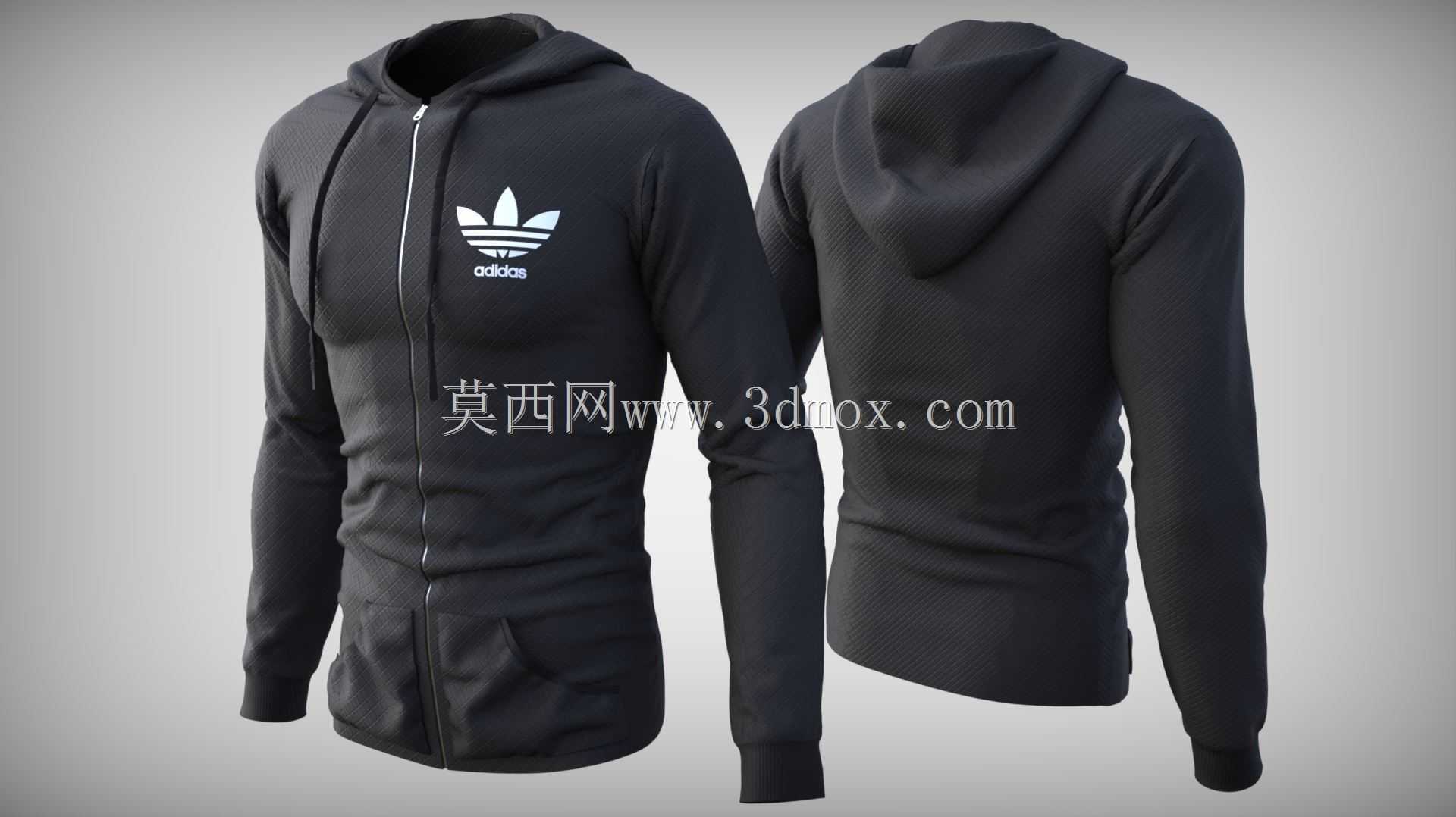 阿迪达斯原装黑色连帽衫