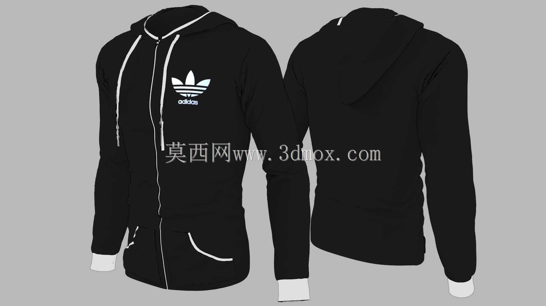 阿迪达斯原装黑色连帽衫