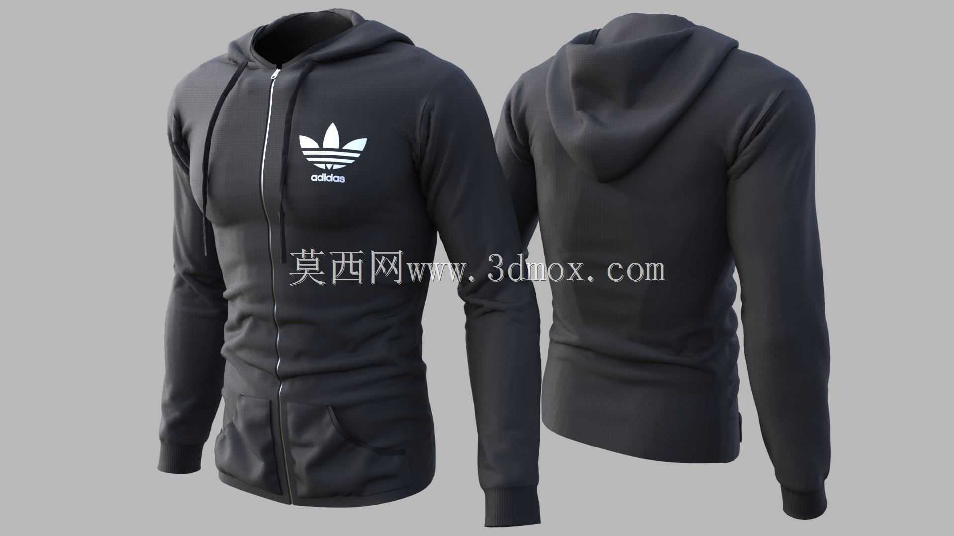 阿迪达斯原装黑色连帽衫