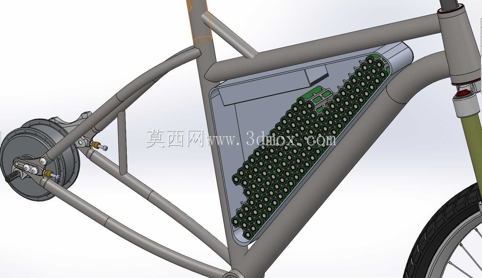 钢B+硬尾ebike与前三角电池组和后轮毂电机